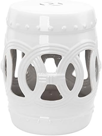 Outsunny 14" x 17" Ceramic Side Table Garden Stool with Knotted Ring Design & Glazed Strong Mater... | Amazon (US)