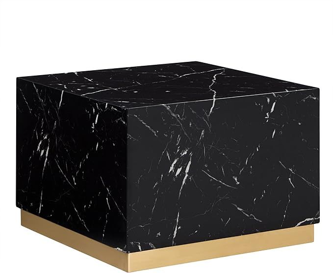 Inspire Q Darcy Faux Marble Coffee Table with Casters by Bold Black Small Cocktail Table Painted ... | Amazon (US)
