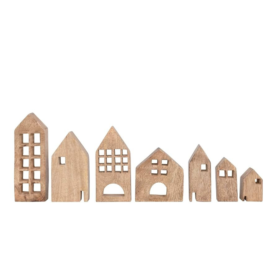 Creative Co-Op Mango Wood Houses, Set of 7 | Amazon (US)