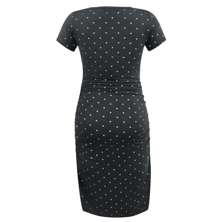 Smallshow Women's Short Sleeve Maternity Dress Clothes Ruched Pregnancy Bodycon Dress | Walmart (US)