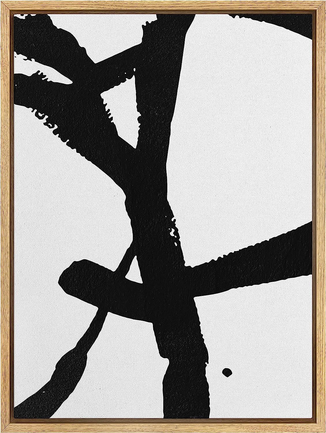 SIGNWIN Framed Canvas Wall Art Organic Black Lines Print Abstract Brushstroke Canvas Prints Home ... | Amazon (US)