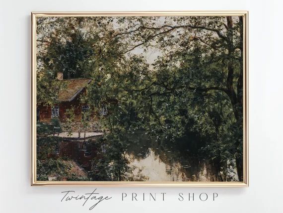 Forest Cabin  Vintage Painting Digital Download   Printable | Etsy | Etsy (US)