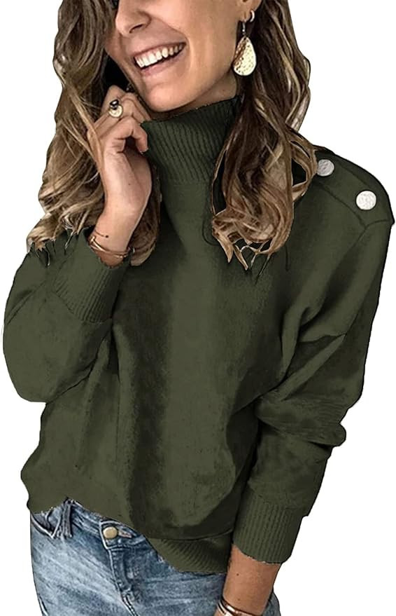 KIRUNDO Women's 2024 Fall Winter Long Sleeve Knit Sweater Turtleneck Striped Loose Pullover Tops ... | Amazon (US)