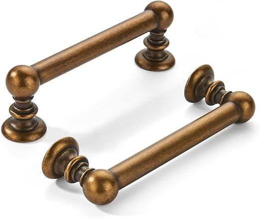 10 Pack 3 inch(76mm) Hole Center Antique Brass Cabinet Pulls Solid Heavy-Duty Kitchen Cabinet Har... | Amazon (US)