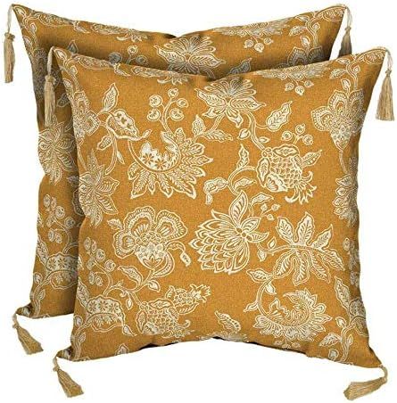 Inc. Outdoor/Indoor Yellow Floral Pattern Pillows (Set of 2) 16 x 16 x5 in. in Spun Polyester | Amazon (US)