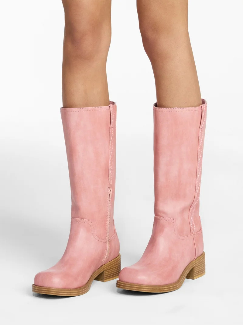 No Boundaries Faux Leather Tall Riding Boots, Women's (Wide Width Available) | Walmart (US)