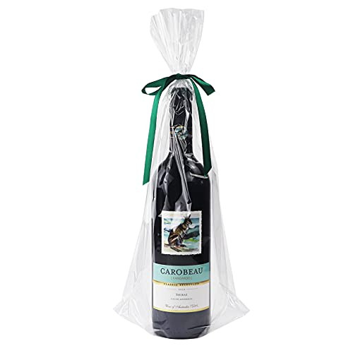Morepack Clear Wine Bottle Gift Bags 100Pcs 8"x16"+4" Flat Bottom Cellophane Bags | Amazon (US)