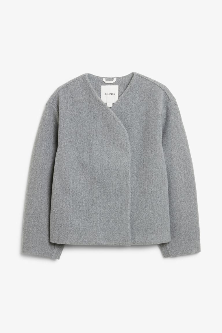 Textured jacket - Grey - Ladies | H&M GB | H&M (UK, MY, IN, SG, PH, TW, HK)