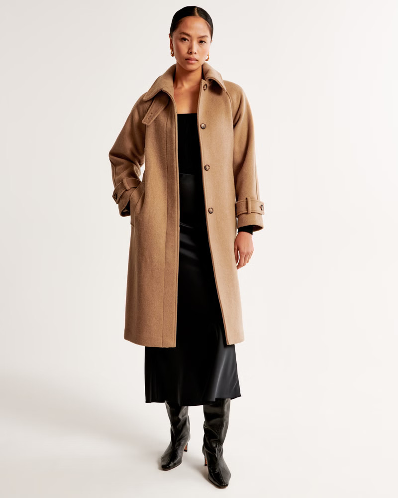 Wool-Blend Funnel Neck Coat | Abercrombie & Fitch (US)