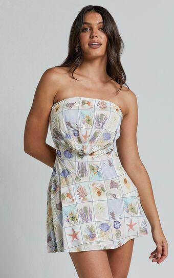 Deanna Mini Dress - Strapless A Line Dress in Print | Showpo (ANZ)