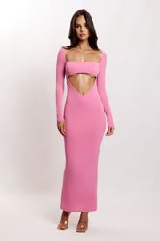 Ashleigh Cut Out Bandeau Maxi Dress - Pink | MESHKI US