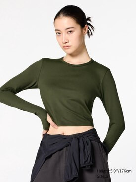 WOMEN'S AIRISM ULTRA STRETCH CROPPED LONG SLEEVE T-SHIRT | UNIQLO AU | Uniqlo Australia