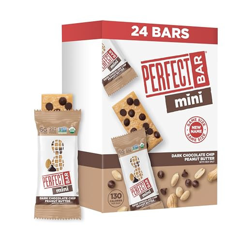 Perfect Bar Mini, Dark Chocolate Chip Peanut Butter Protein Bar, Protein Snack, Snack Bar, Organic, Gluten Free, Soy Free, Non GMO, No Sugar Alcohols, .88 Ounce Bar, 24 Count | Amazon (US)