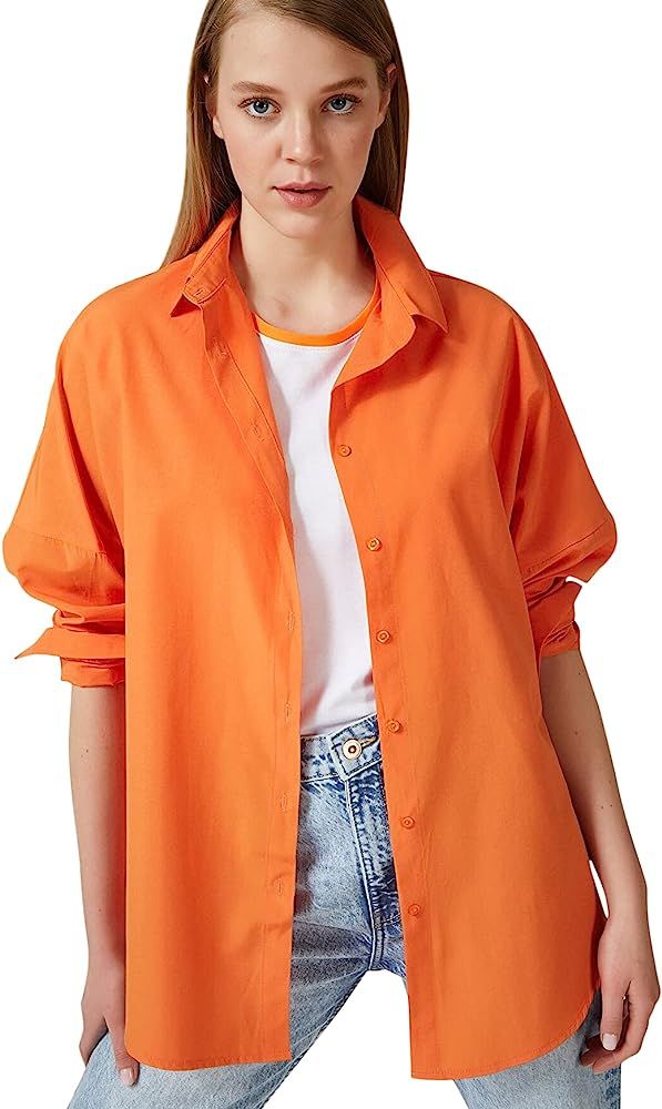 Womens Dressy Blouses Tops, Casual Long Sleeve Loose Fit Button Down Shirts | Amazon (US)