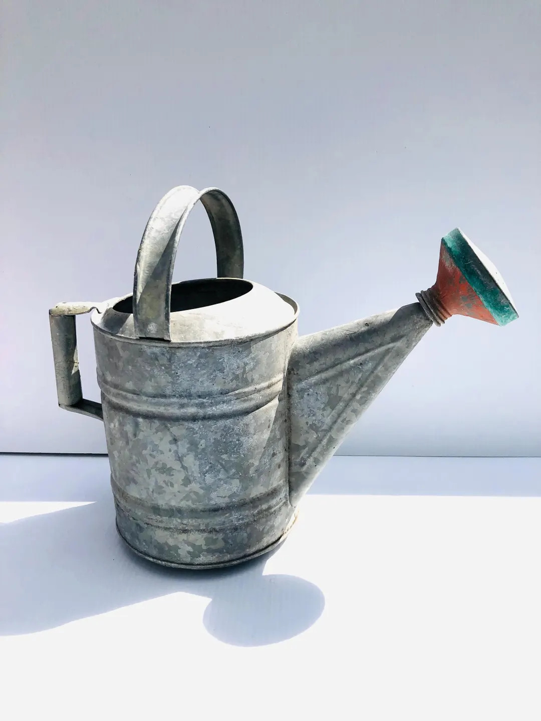 Antique/vintage Galvanized Watering Can With Copper Rosebud Spout & Double Handles/rare Rustic Ga... | Etsy (US)