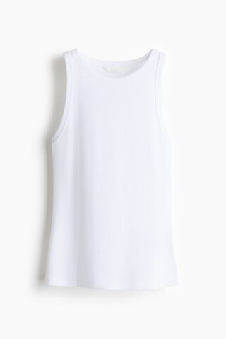 H & M - Ribbed cotton vest top - White | H&M (UK, MY, IN, SG, PH, TW, HK)