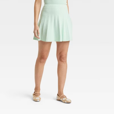 Women's Pleated Mini Sweater Skirt - A New Day™ Mint M | Target