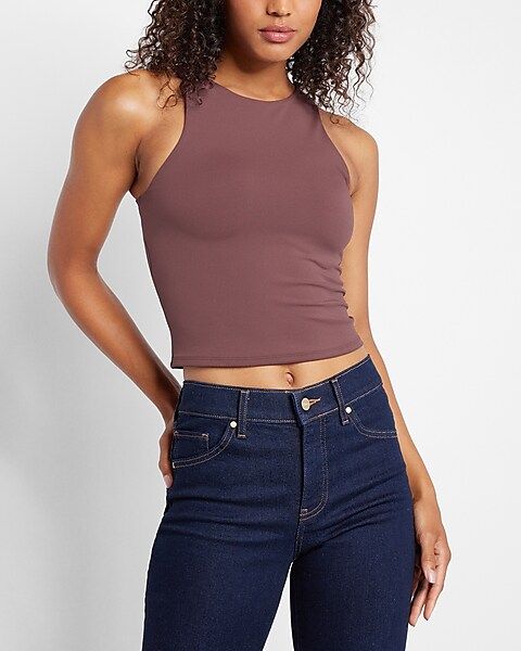 Body Contour Matte High Neck Cropped Tank | Express