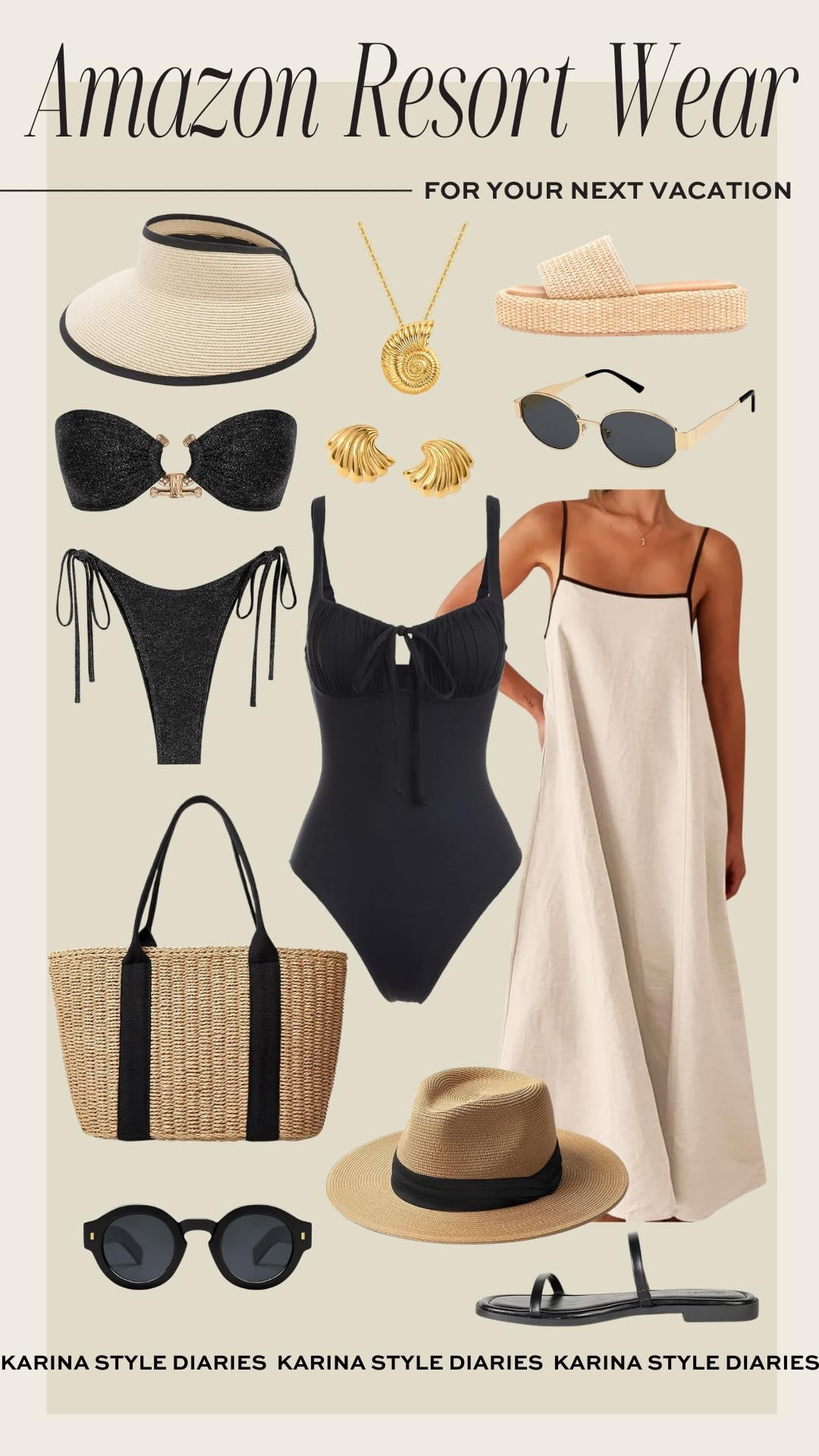 Resort wear outfit idea for your next vacation☀️👙

Neutral outfit, one piece swimsuit, woven tote bag, neutral swimwear, budget friendly style, amazon finds
 

#LTKFindsUnder100 #LTKTravel #LTKFindsUnder50