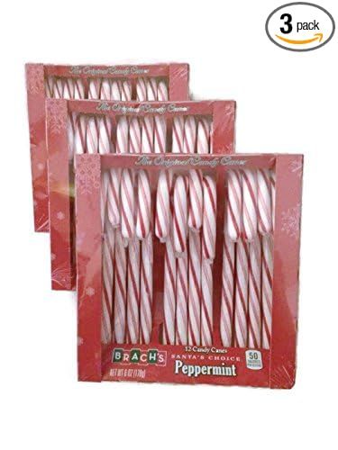 Brach's 12 Peppermint Candy Canes, 6 oz. (3 boxes - 36 count total) | Amazon (US)