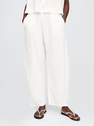 Crinkle Gauze Easy Barrel Pants | Gap (US)