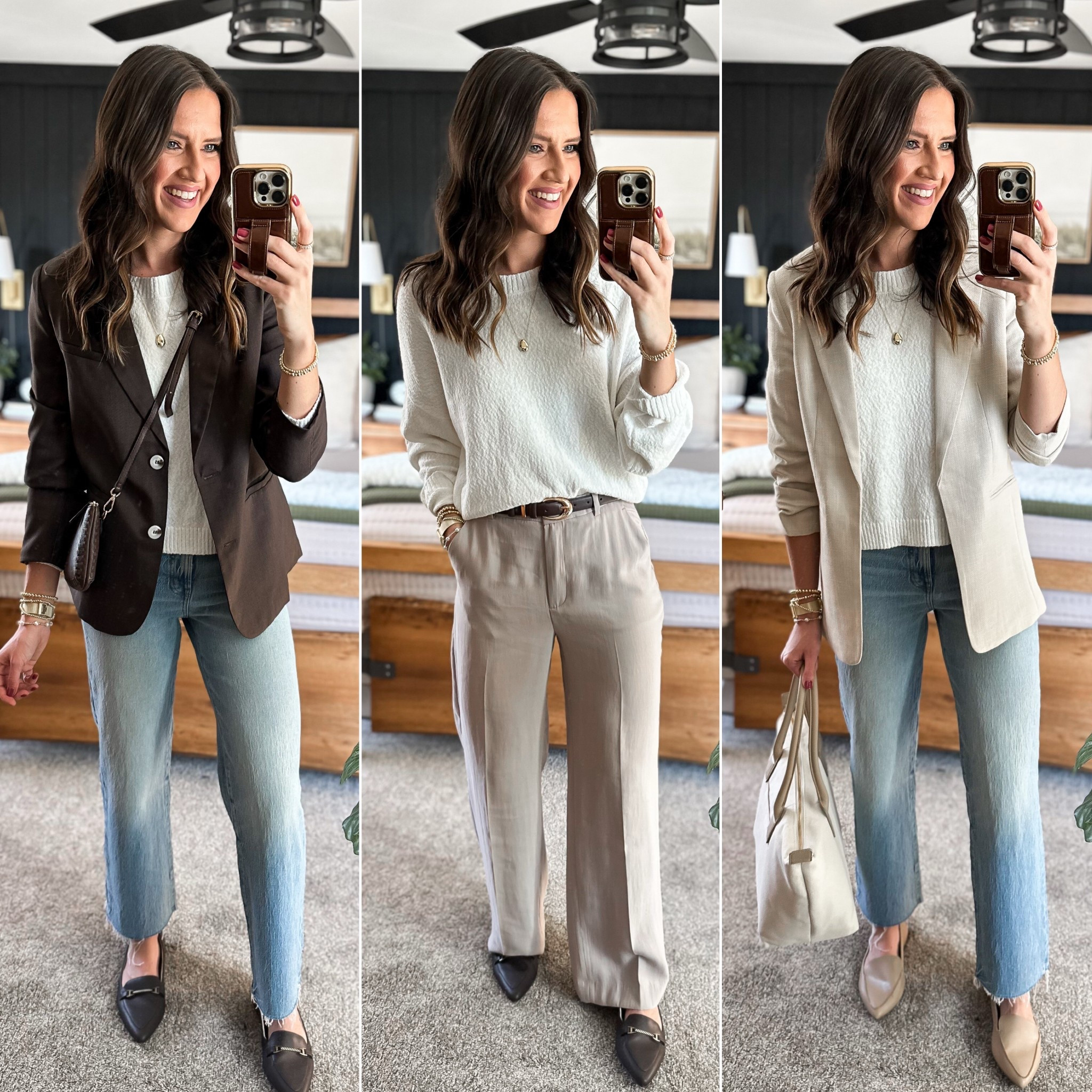 Spring Capsule Wardrobe - White Textured Sweater 

Sweater - medium 
Brown blazer - small
Jeans - sized down to 25 tall
Trousers - size 27 long
Khaki blazer - small


#LTKFindsUnder100 #LTKStyleTip #LTKFindsUnder50