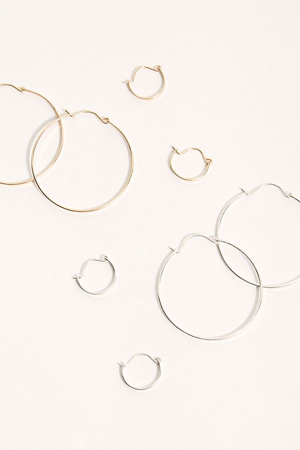 Gold Fill Classic Threader Hoop Earring Set | Free People (Global - UK&FR Excluded)