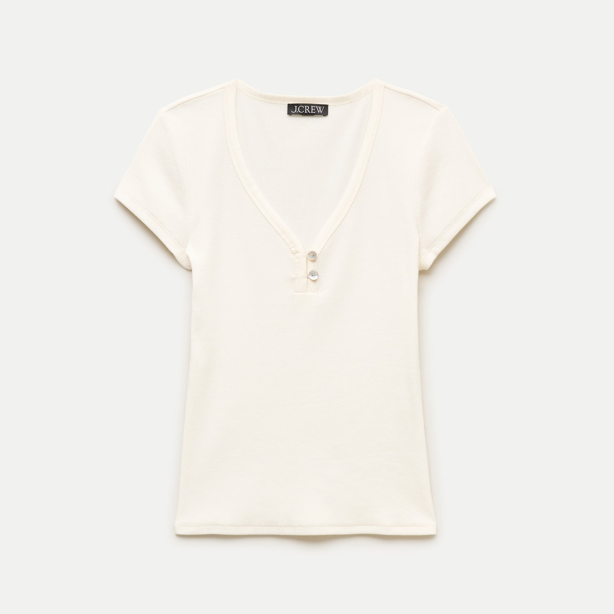 Perfect rib V-neck henley with satin trim | J. Crew US