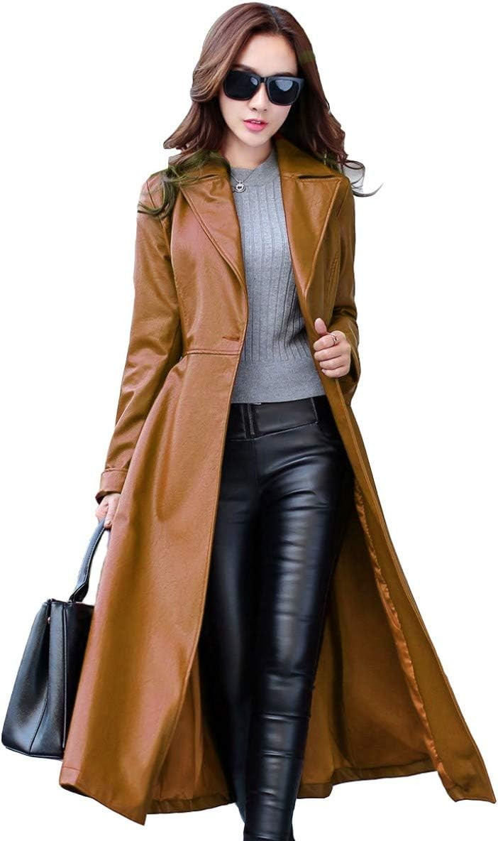 Koza Leathers Women's Lambskin Leather Trench Jacket Over Coat WT021 | Amazon (US)
