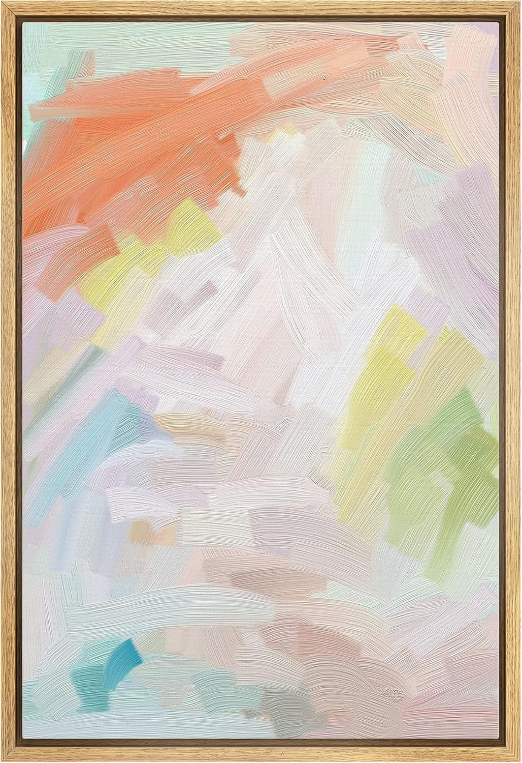 MUDECOR Framed Canvas Print Wall Art Pastel Orange, White & Green Color Field Abstract Shapes Wat... | Amazon (US)