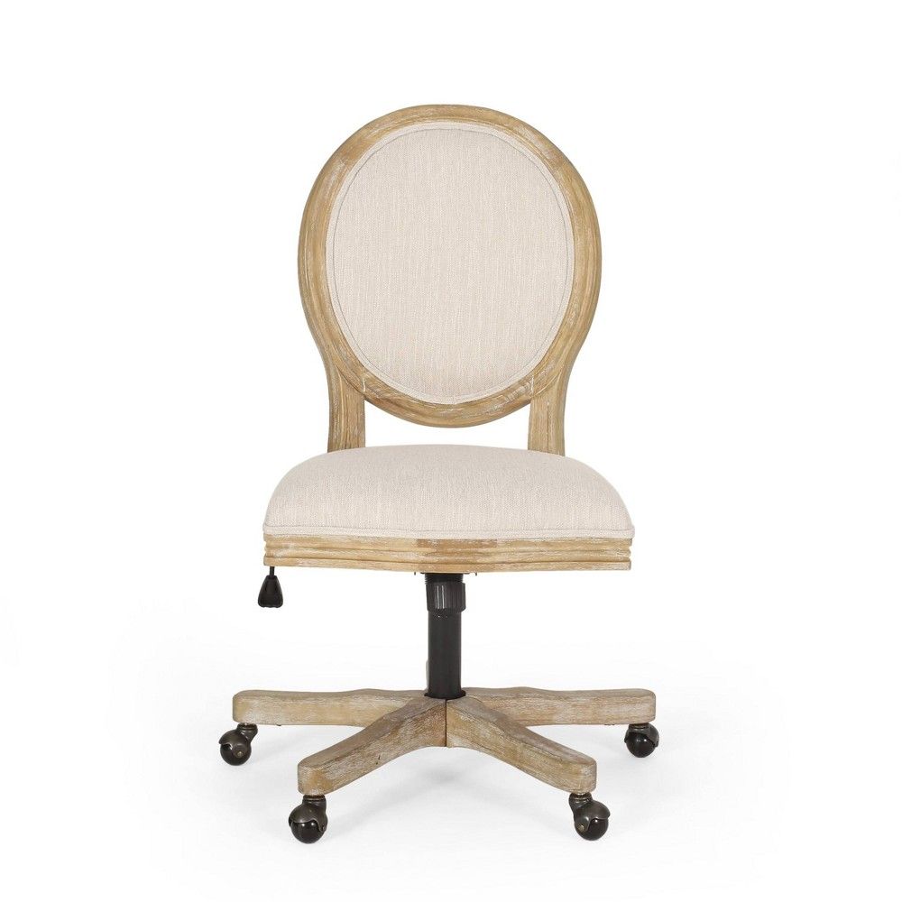 Pishkin French Country Upholstered Swivel Office Chair Beige/Natural - Christopher Knight Home | Target