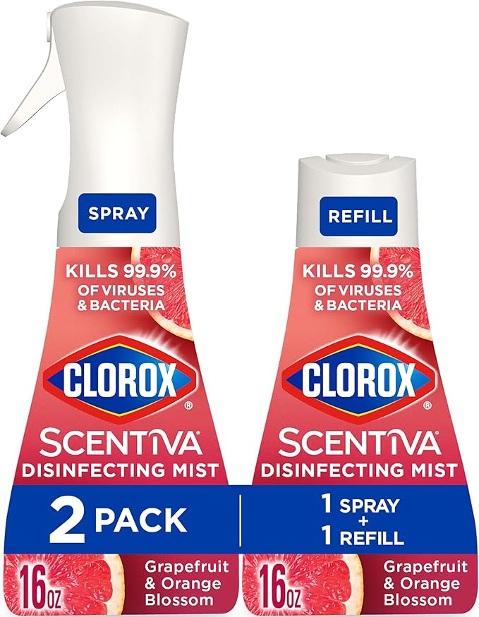 Clorox Scentiva Disinfecting Mist, Grapefruit and Orange Blossom, 1 Spray and 1 Refill, 16 oz Eac... | Amazon (US)