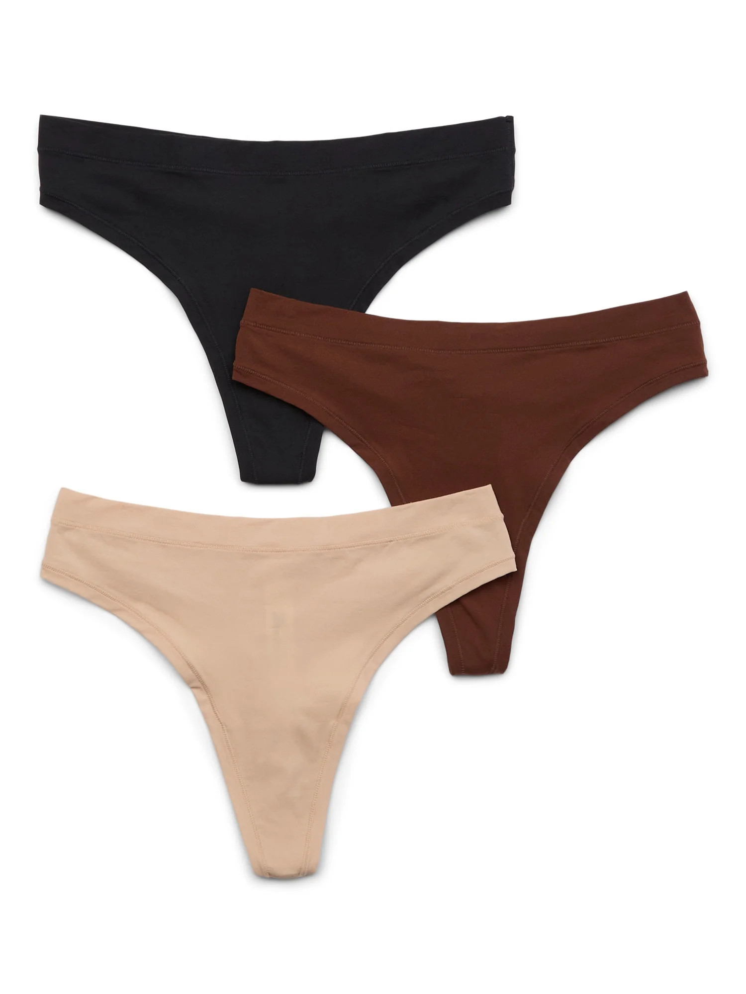 No Boundaries Thong Panties with Fit Stretch, 3-Pack, Women’s and Women’s Plus - Walmart.com | Walmart (US)