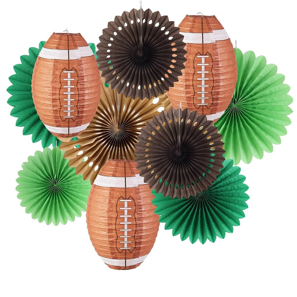 Football Party Decorations, Super Bowl Party Decorations, Football Paper Lanterns and Green Brown... | Amazon (US)