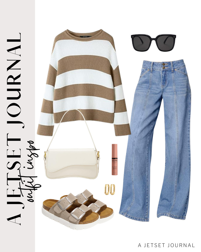 Zesica’s loose crewneck knitted sweater and Sidefeel wide-leg jeans form the base of our first outfit. I paired them with this stylish white shoulder bag and gold chunky hoop earrings. Use these leather platform sandals from Project Cloud and SOJOS sunnies for a relaxed look.

#LTKSeasonal #LTKSaleAlert #LTKTravel 

 