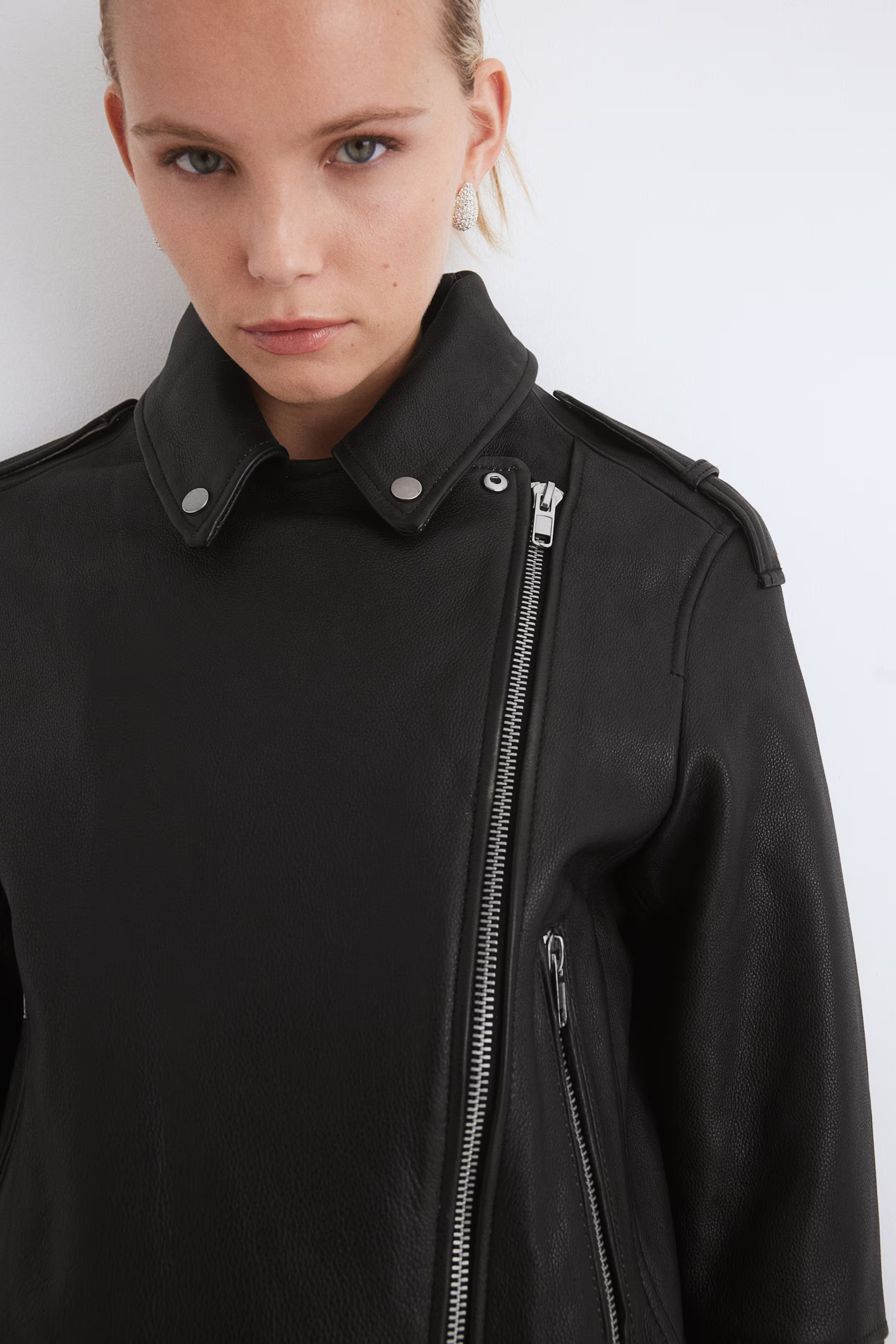 Leather biker jacket - Dark brown - Ladies | H&M US | H&M (US + CA)