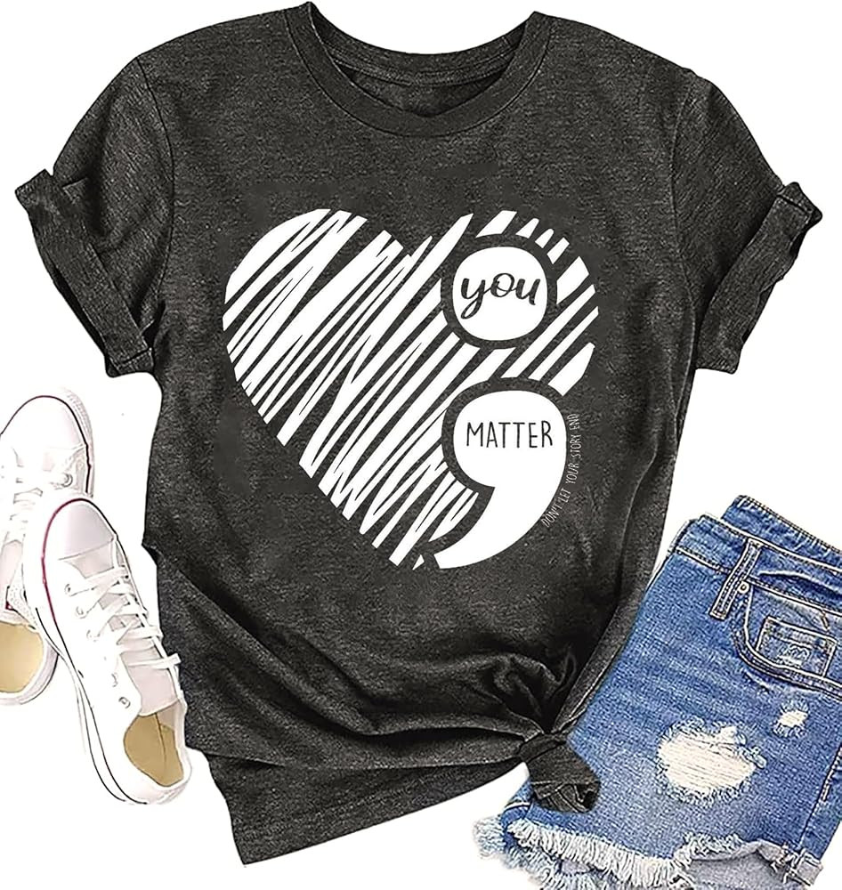 Suicide Awareness Shirt Women Suicide Prevention Shirt Therapist Psychologist Motivational Graphi... | Amazon (US)