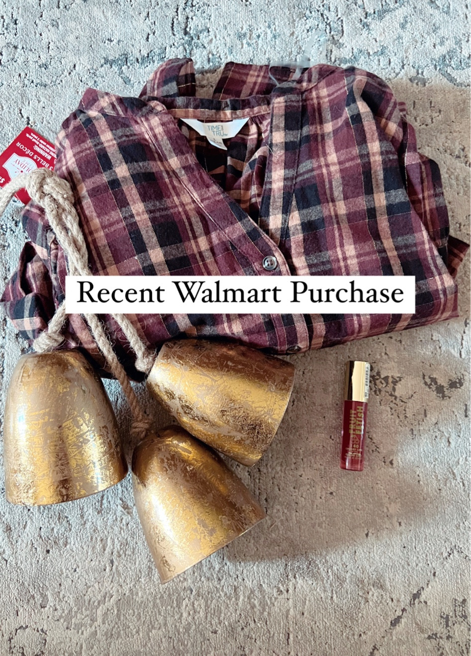 Walmart holiday decor, Walmart fashion finds, Plaid dress, tiered dress, tiered bell trio, Milani lip oil, Walmart purchase 

#LTKbeauty #LTKhome #LTKHoliday