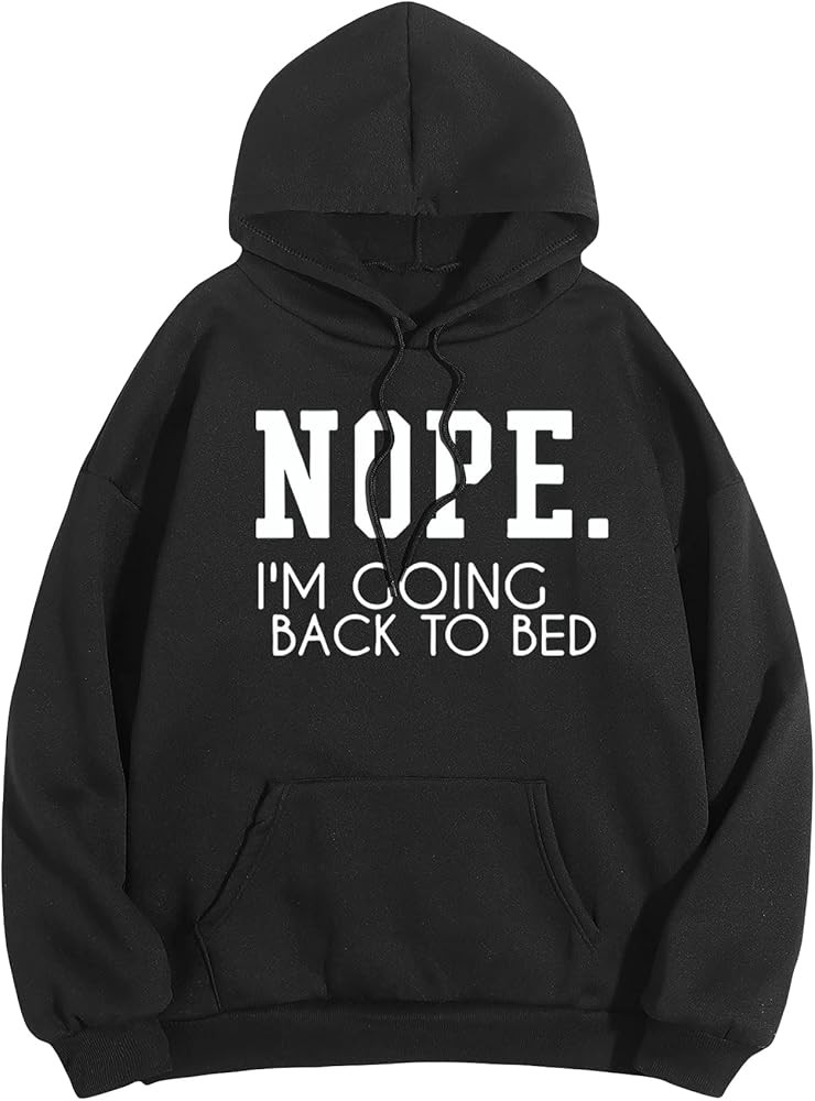 SHENHE Women's Slogan Letter Print Long Sleeve Hooded Sweatshirt Pullover Hoodie Tops | Amazon (US)