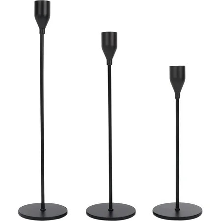 Black Taper Candle Holder Black Candlestick Holders Set of 3 Iron Candle Sticks Long Holder Matte Ca | Walmart (US)