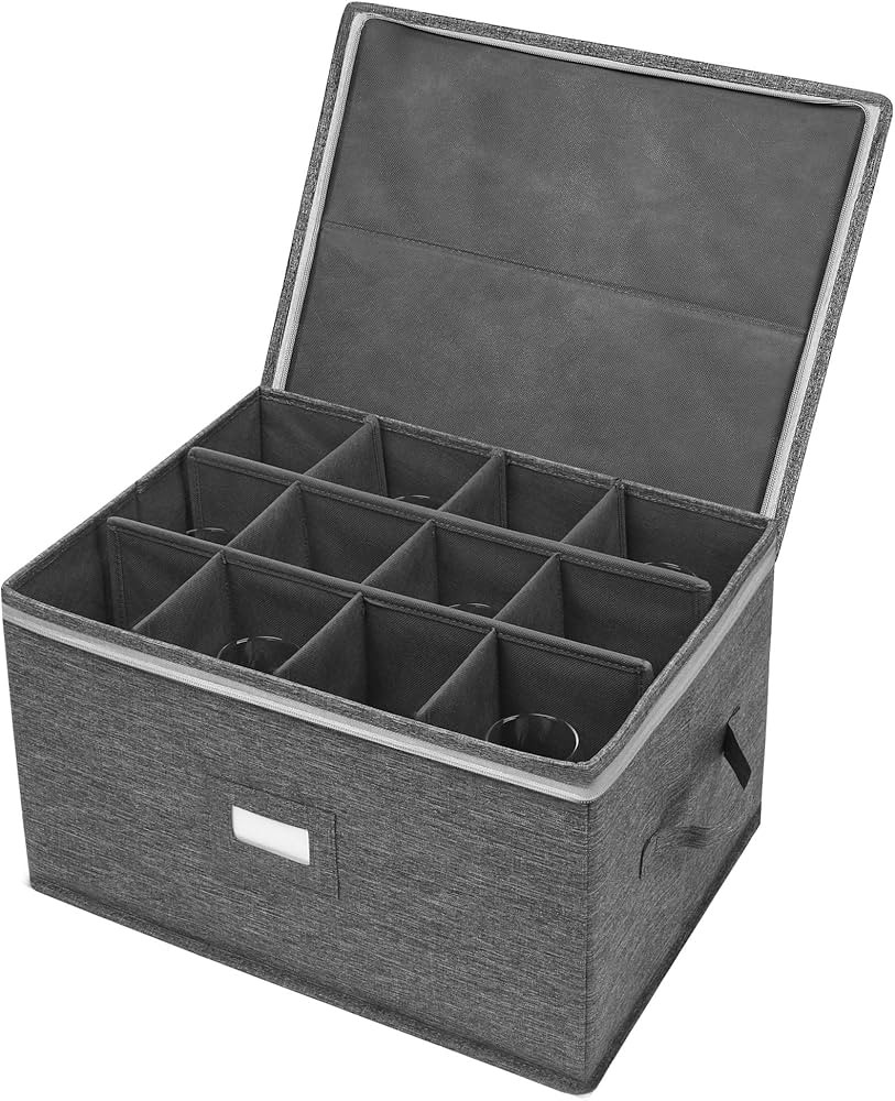 Stemware Storage Cases, Wine Glass Storage Box Containers for Glassware or Crystal, Holds 12 Red ... | Amazon (US)