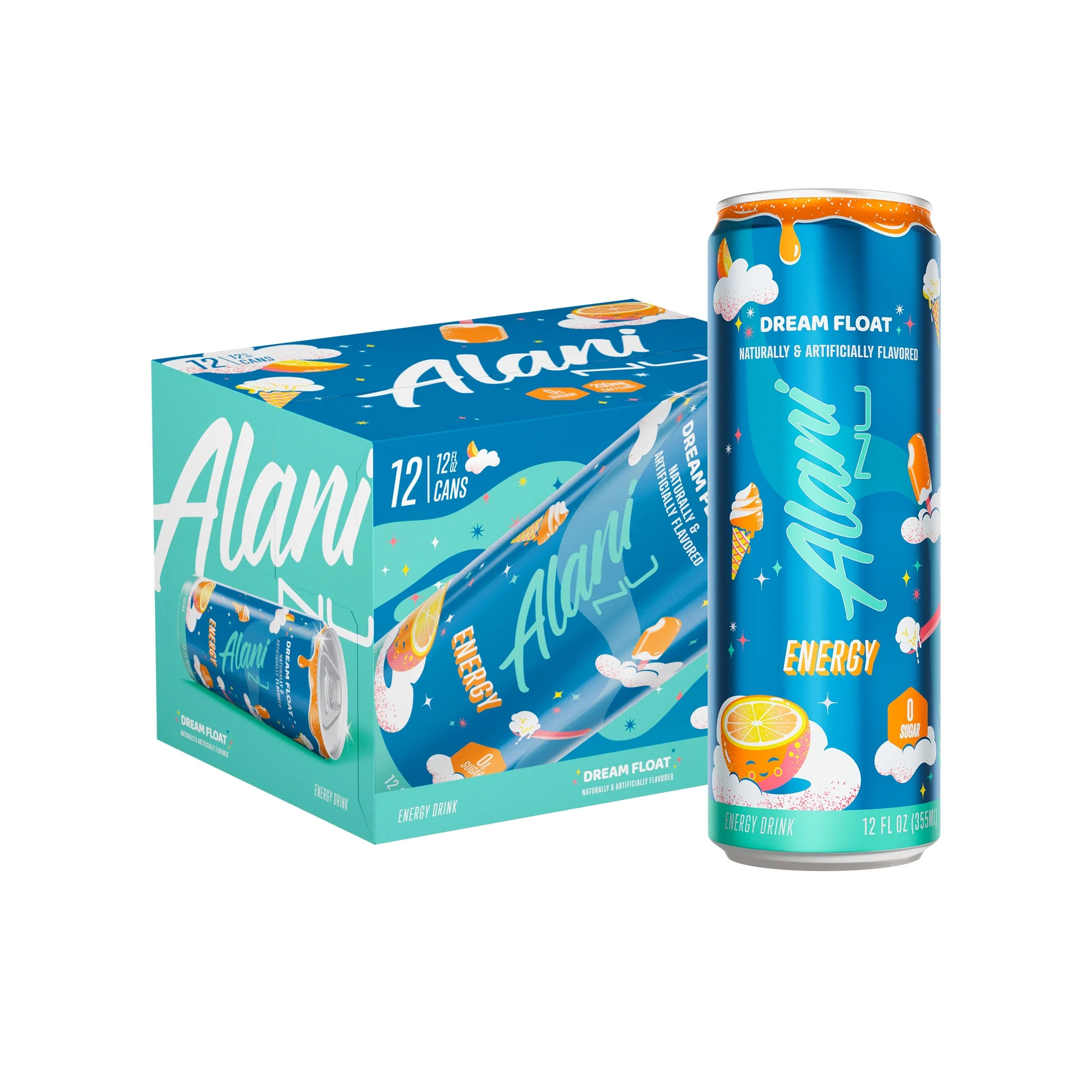 Alani Nu Sugar Free Energy Drink, Dream Float, 12 fl oz, 12 Pack, Cans, 200mg Caffeine | Walmart (US)