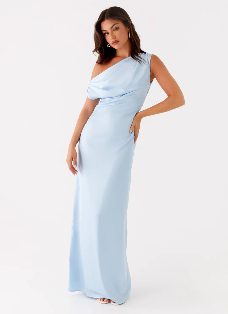 Heart Of Glass Satin Maxi Dress - Blue | Peppermayo (Global)