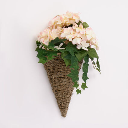 Pink Hydrangea Wall Hanging Basket 53x35cm | TK Maxx