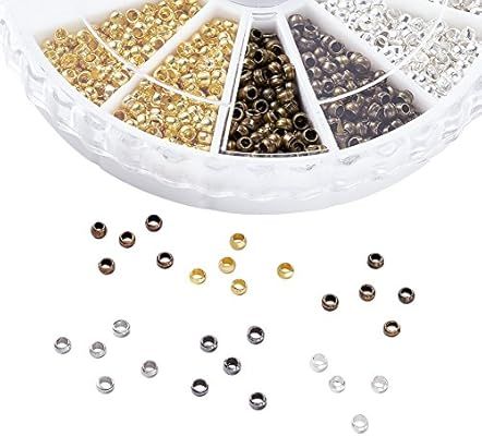 Pandahall 1Box/3000pcs 6 Colors Rondelle Tiny Crimp Beads 2mm Jewelry Bracelet Making Clamp End S... | Amazon (US)