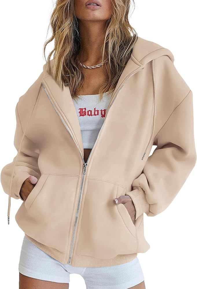 PRETTYGARDEN Women's Zip Up Y2K Hoodies Casual Long Sleeve Track Jackets With Pockets | Amazon (US)