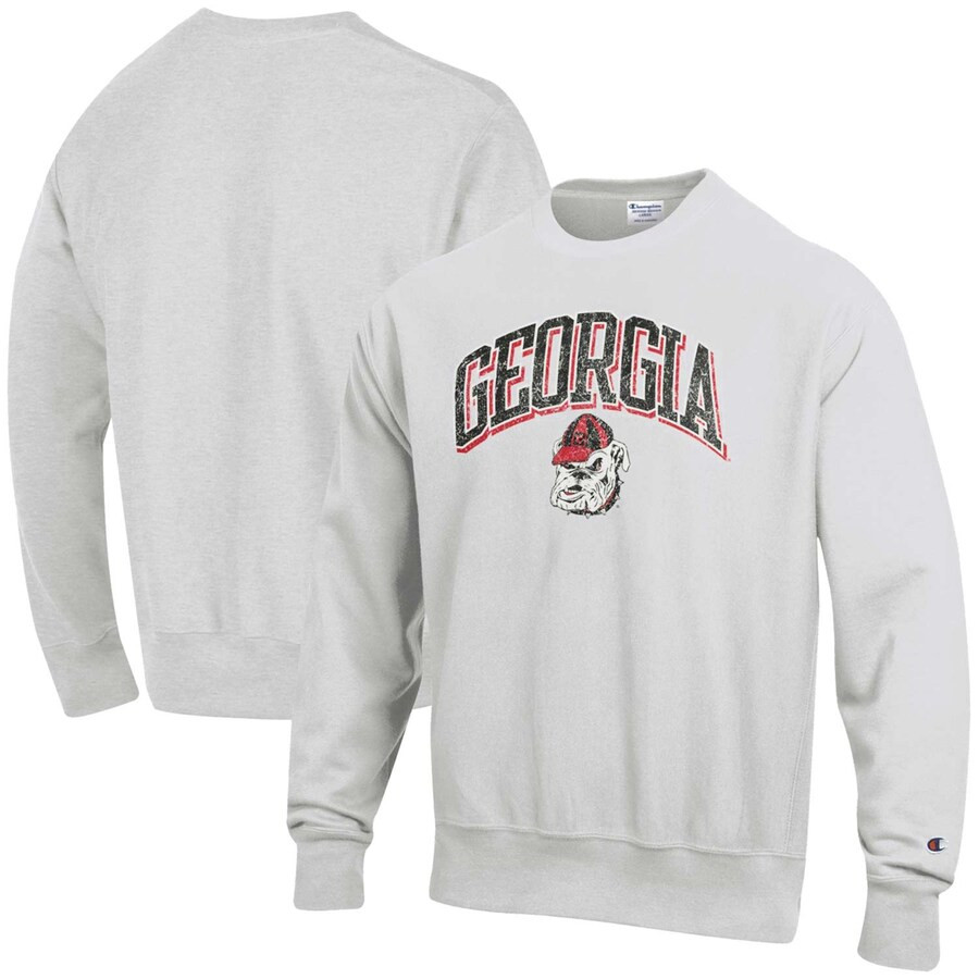 Georgia Bulldogs Champion Arch Over Logo Reverse Weave Pullover Sweatshirt - Gray | Fanatics