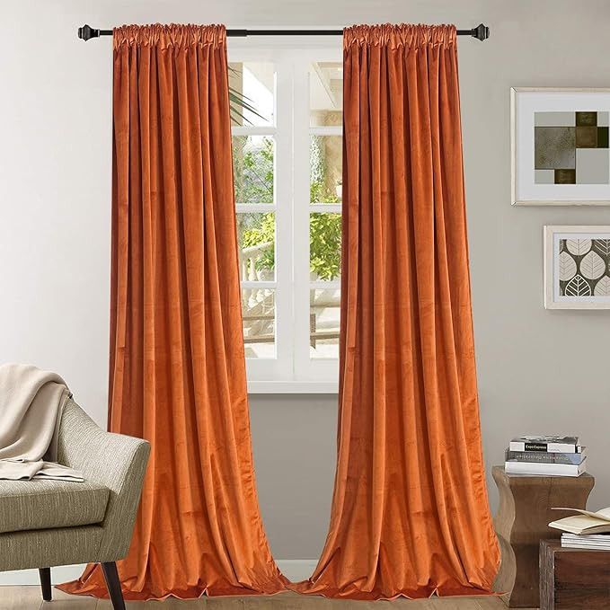 Roslynwood Super Soft Luxury Heavy Velvet Set of 2 Blackout with Rod Pocket & Back Tab Curtain Pa... | Amazon (US)