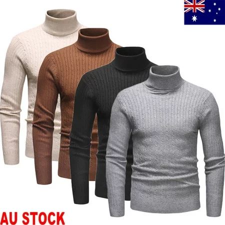 New Fashion Men Casual Winter Men´s Slim Warm Knit Turtleneck Sweater High collar clothes | Walmart (US)