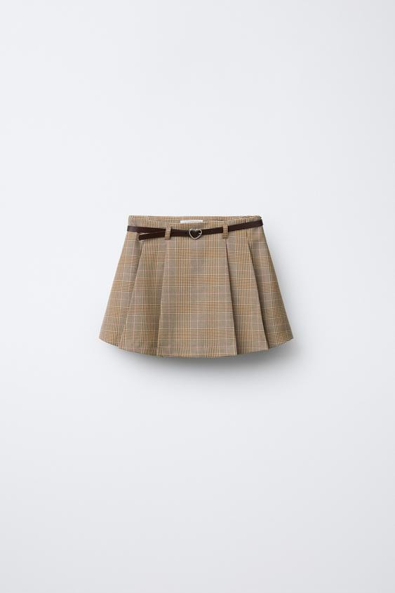 PLAID BELTED SKORT | Zara US
